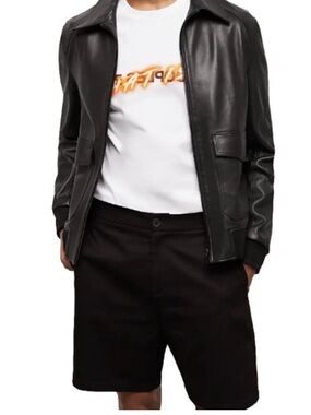 The Kooples Men’s Memphis Cotton tailored chino shorts in Black Retail $175.NEW